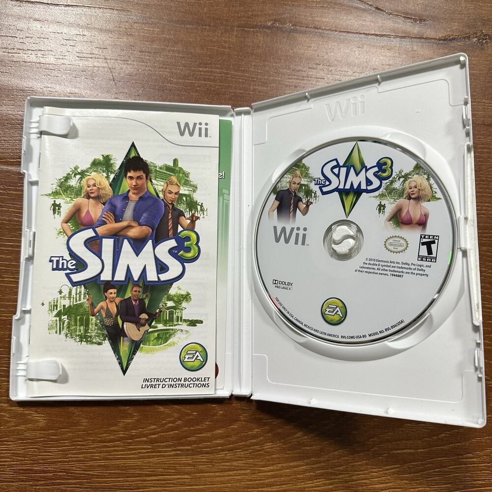 The Sims 3 Nintendo Wii Video Game Complete Disk Case Manual EA 2010 Life Fun